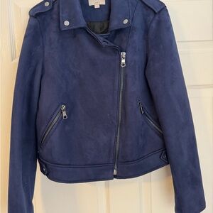 LOFT Women's Navy Blue Biker Jacket